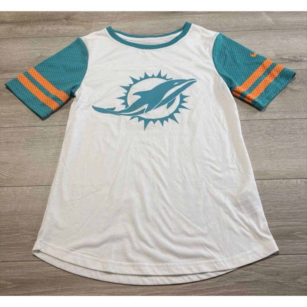 NWOT NFL Team Apparel Women's Nike Jersey Sleeve SS T Shirt Miami Dolphins Small